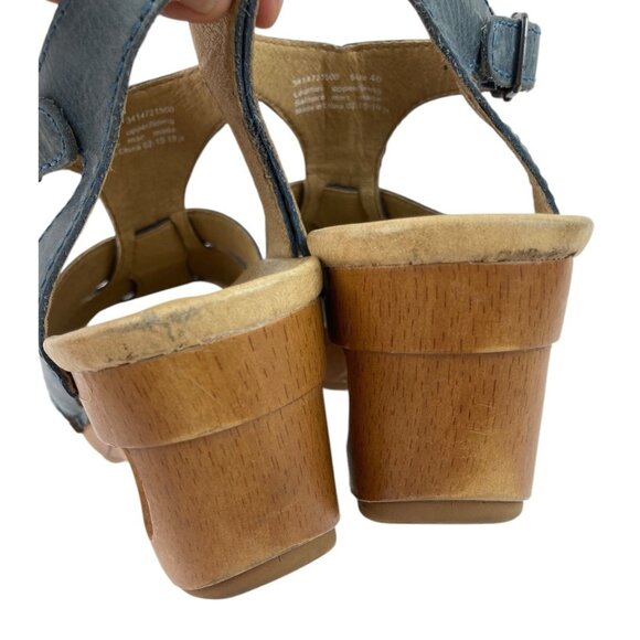 Dansko Trudy Wedge Sandals Women’s Size 40 Blue Leather Comfort Strappy Heel - Picture 6 of 15